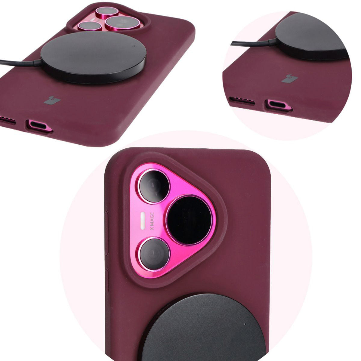 Silikon Handyhülle für Huawei Pura 70, Bizon Soft Case, Pflaumenfarbe