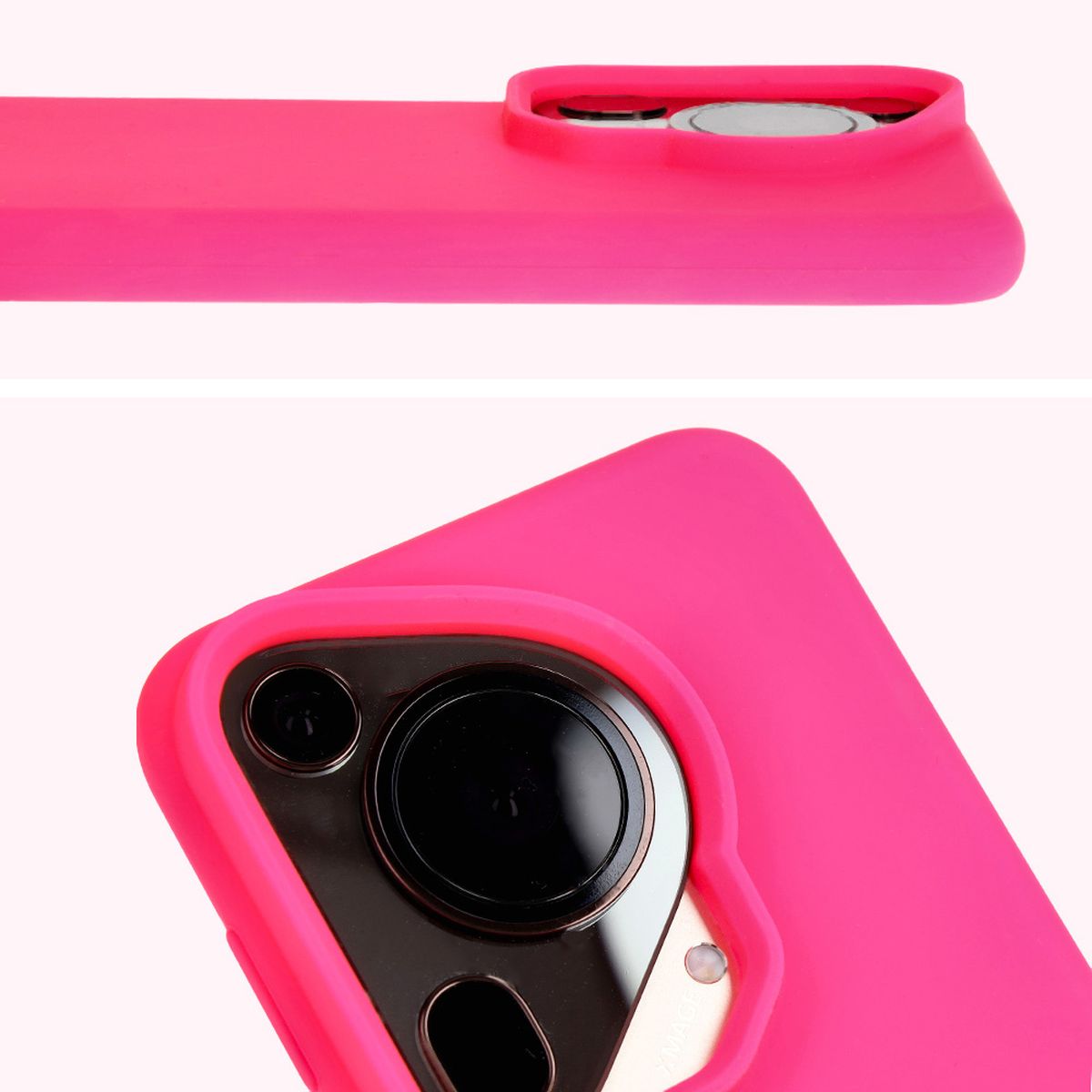 Silikon Handyhülle für Huawei Pura 70 Ultra, Bizon Soft Case, Neon-Pink