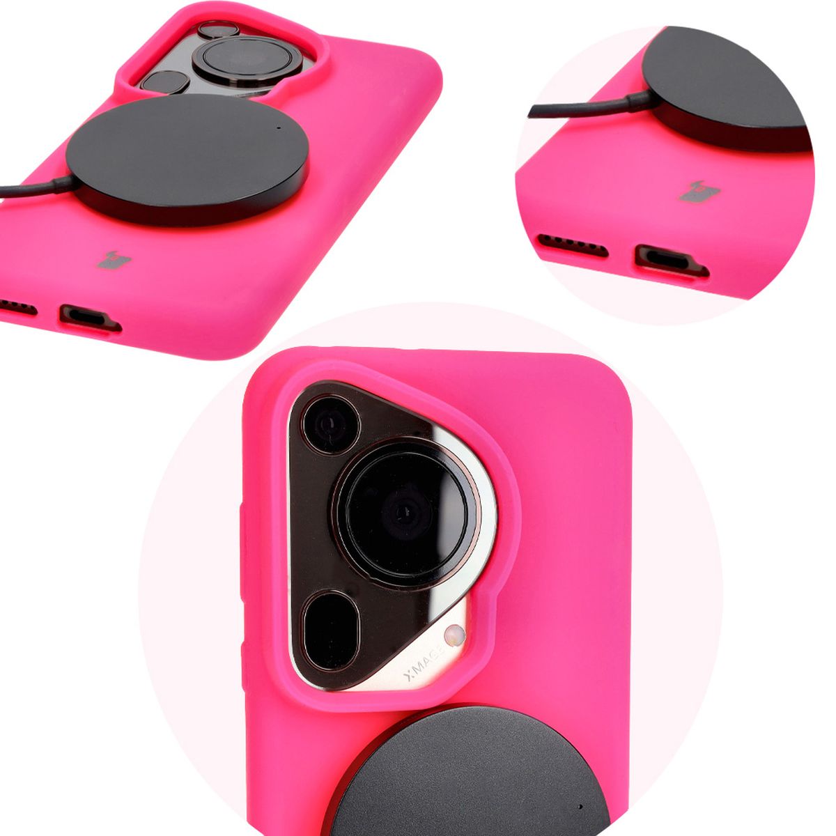 Silikon Handyhülle für Huawei Pura 70 Ultra, Bizon Soft Case, Neon-Pink