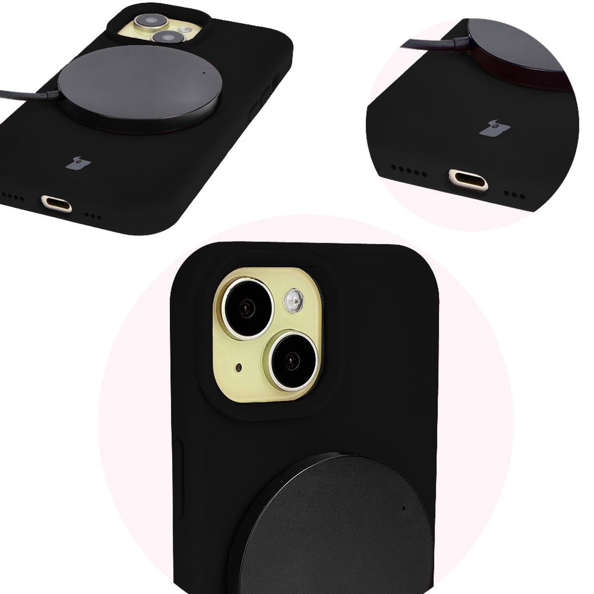 Silikon Handyhülle für iPhone 15, Bizon Soft Case, Schwarz