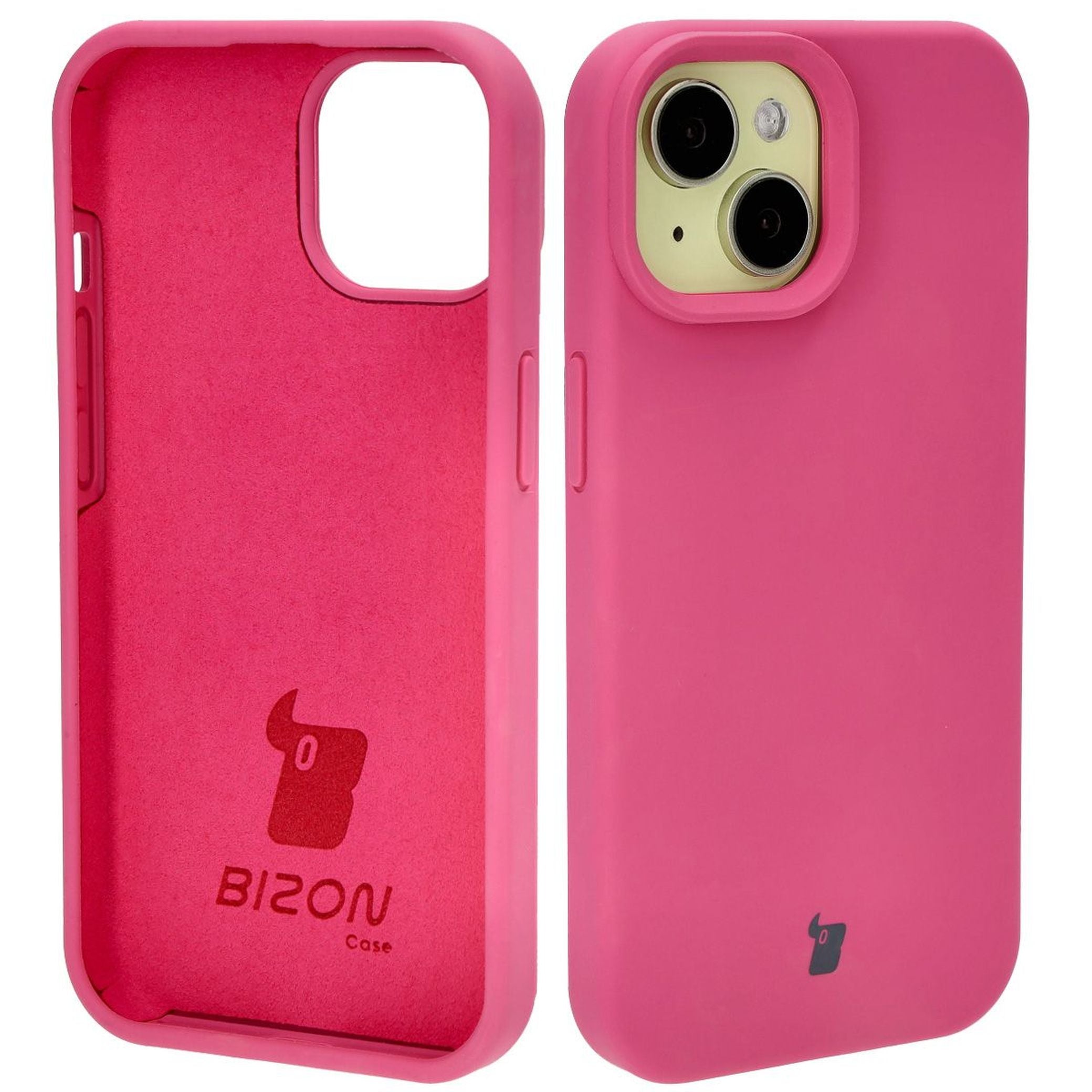 Silikon Handyhülle für iPhone 15, Bizon Soft Case, Dunkelpink