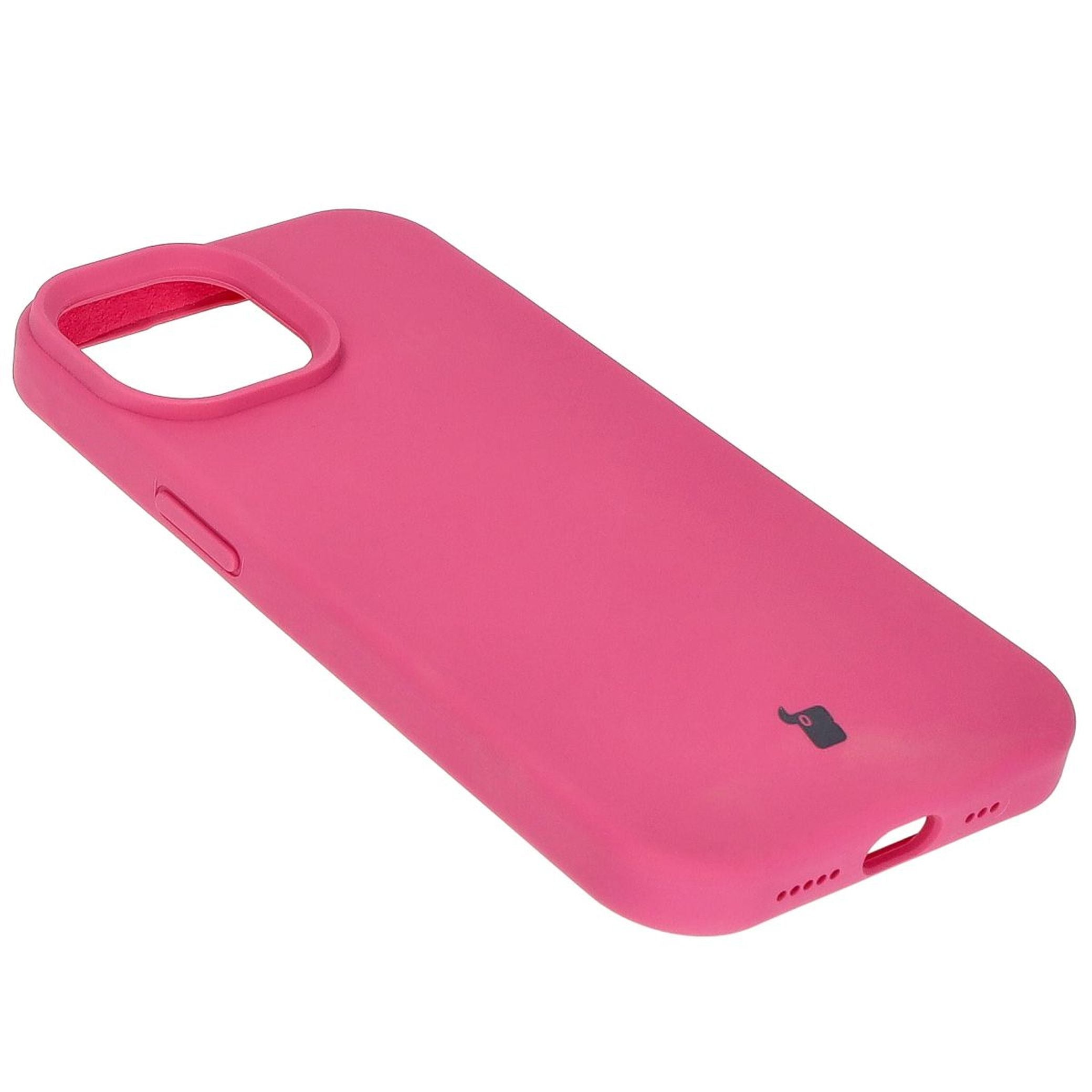 Silikon Handyhülle für iPhone 15, Bizon Soft Case, Dunkelpink