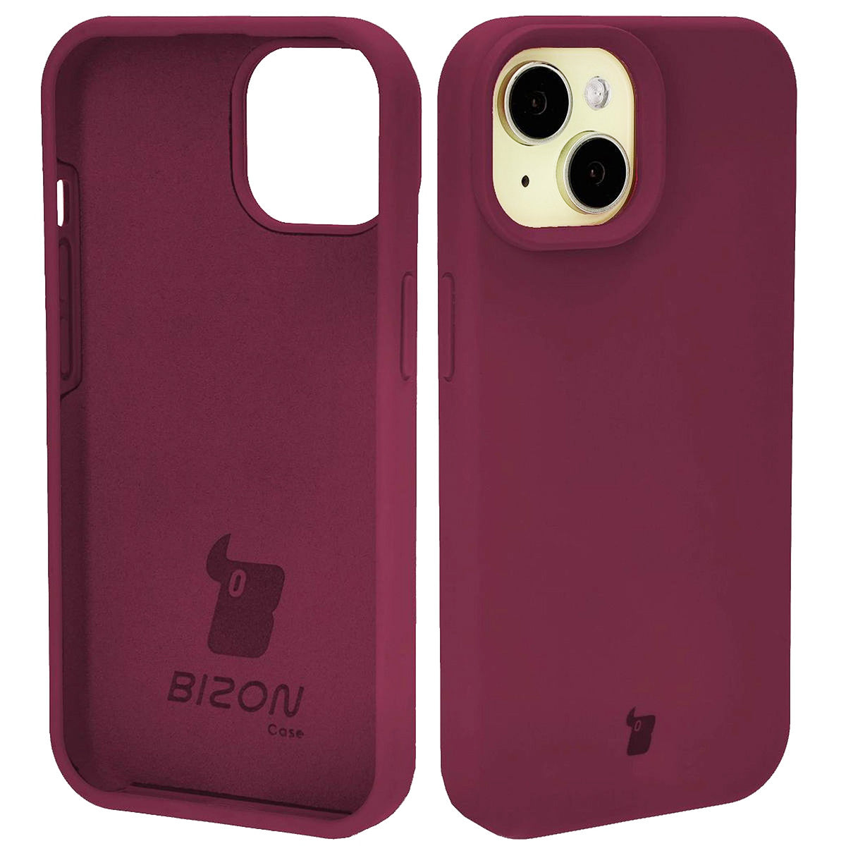 Silikon Handyhülle für Apple iPhone 15, Bizon Soft Case, Pflaumenfarbe