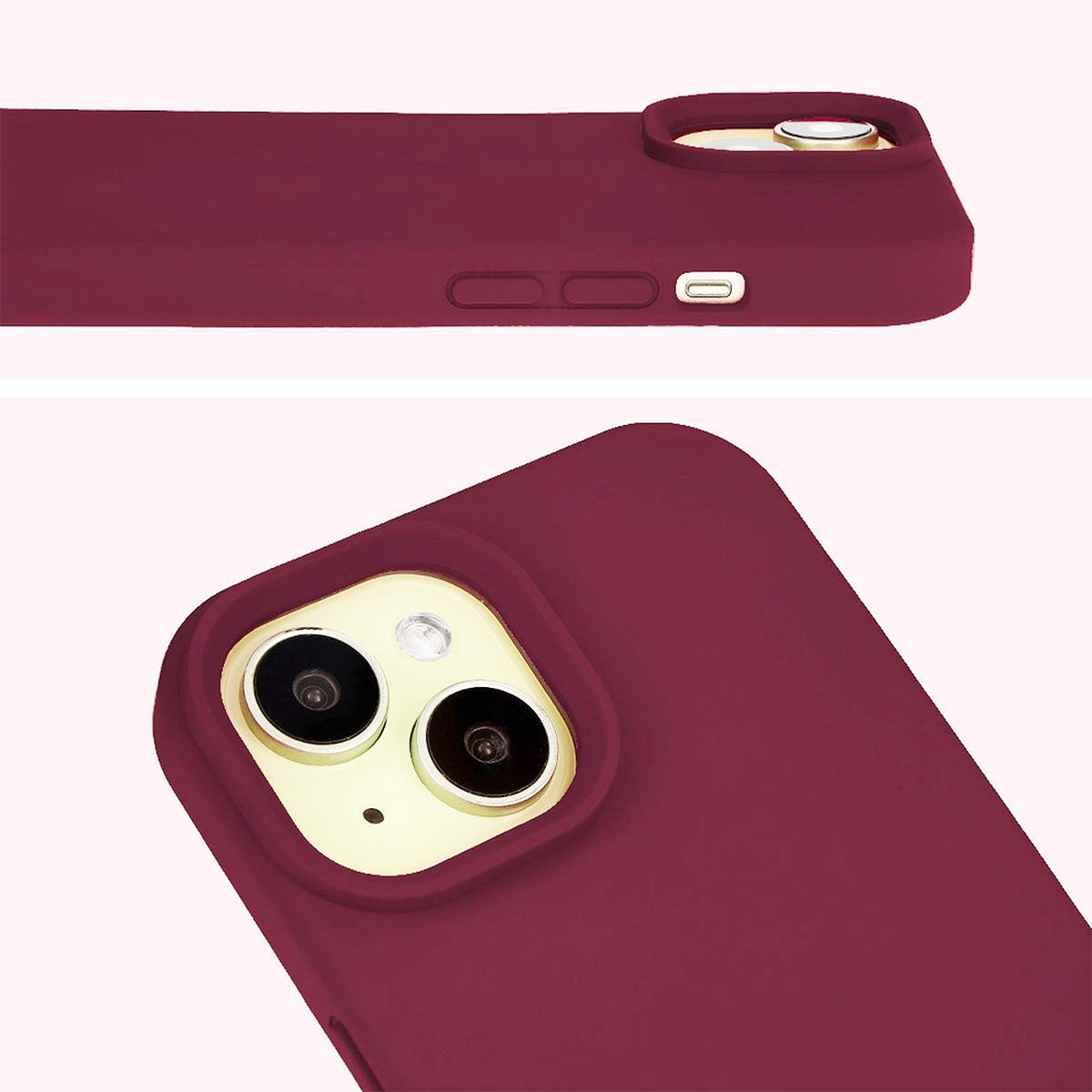 Silikon Handyhülle für Apple iPhone 15, Bizon Soft Case, Pflaumenfarbe