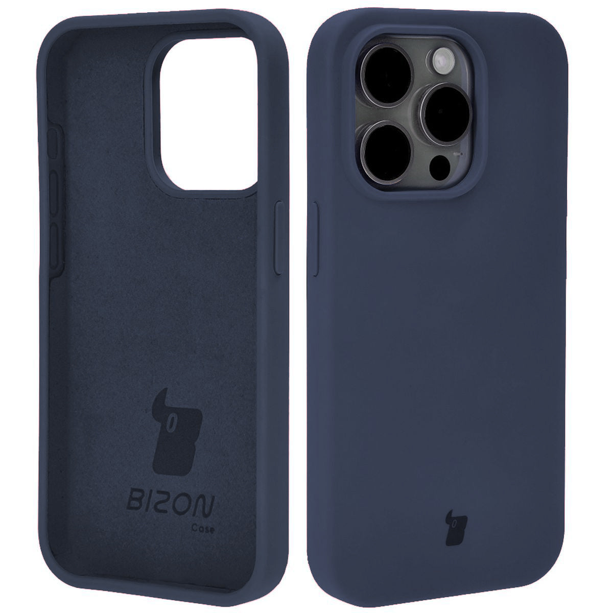 Silikon Handyhülle für iPhone 15 Pro, Bizon Soft Case, Dunkelblau