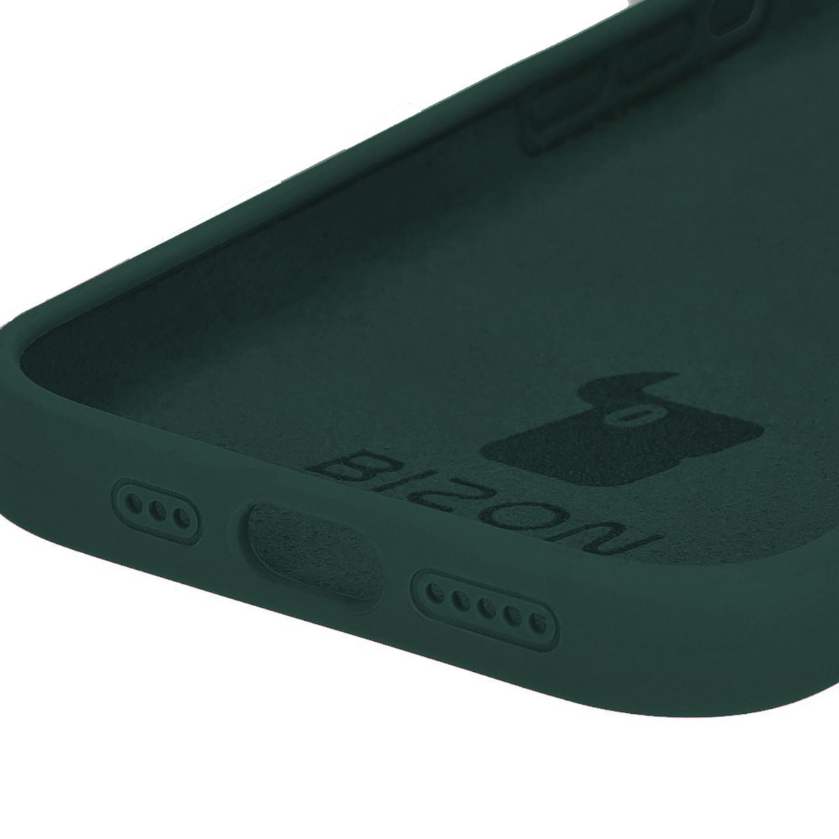 Silikon Schutzhülle für iPhone 15 Pro, Bizon Soft Case, Dunkelgrün