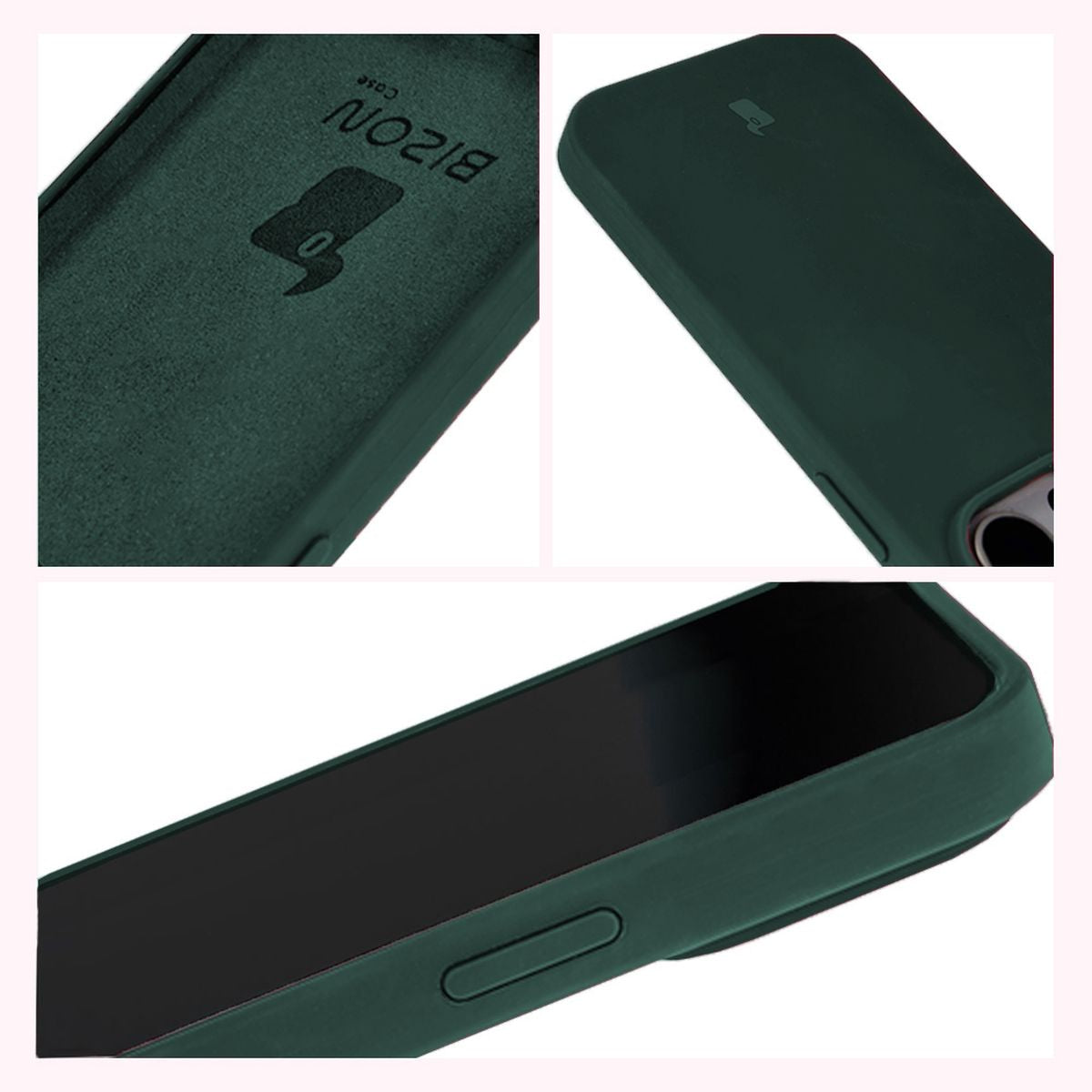 Silikon Schutzhülle für iPhone 15 Pro, Bizon Soft Case, Dunkelgrün