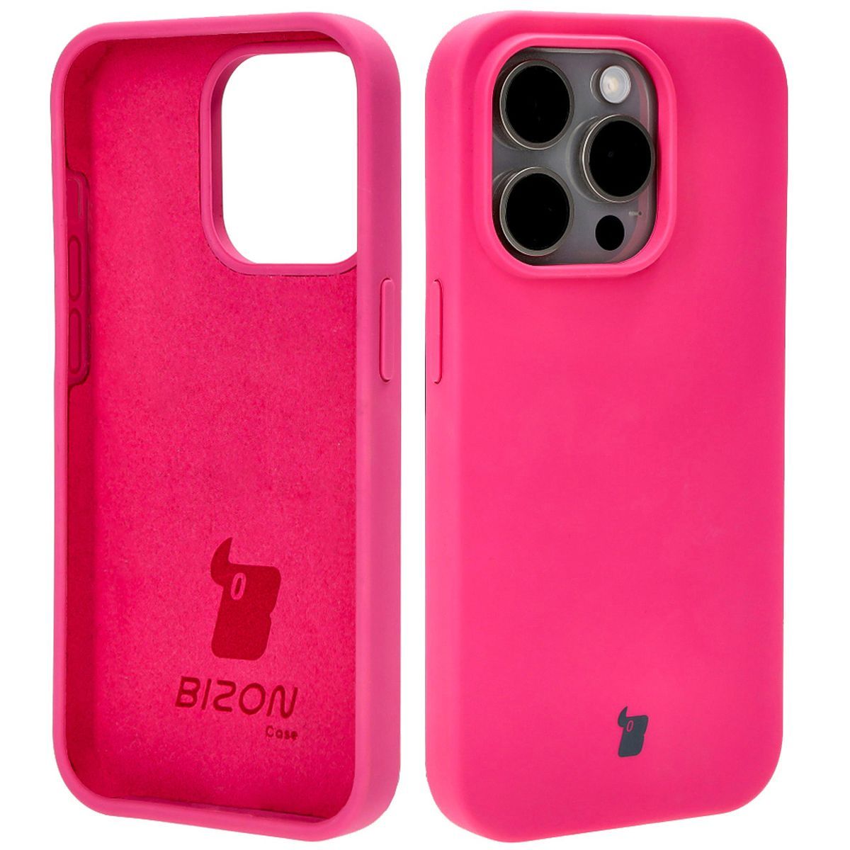 Silikon Schutzhülle für iPhone 15 Pro, Bizon Soft Case, Dunkelpink
