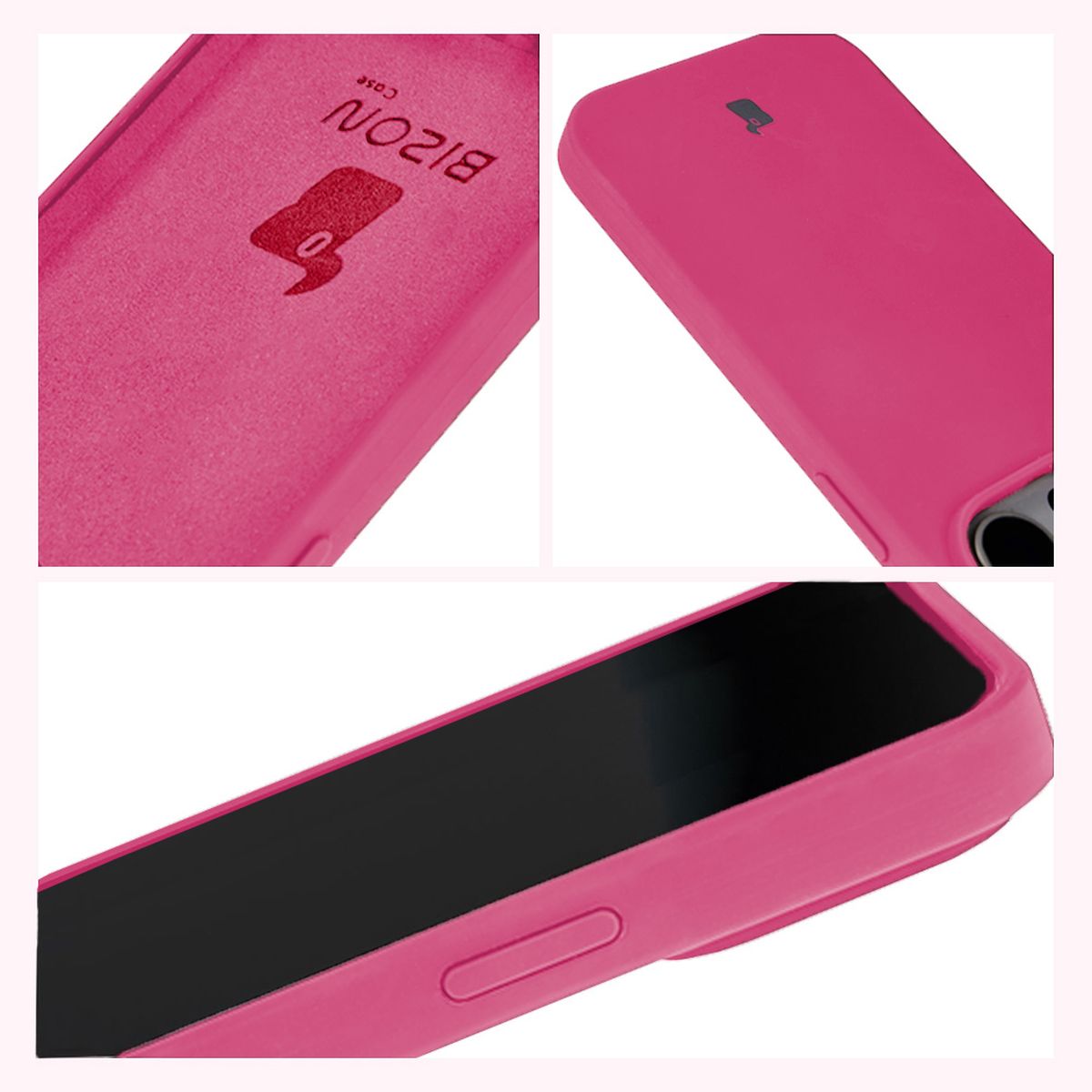 Silikon Schutzhülle für iPhone 15 Pro, Bizon Soft Case, Dunkelpink