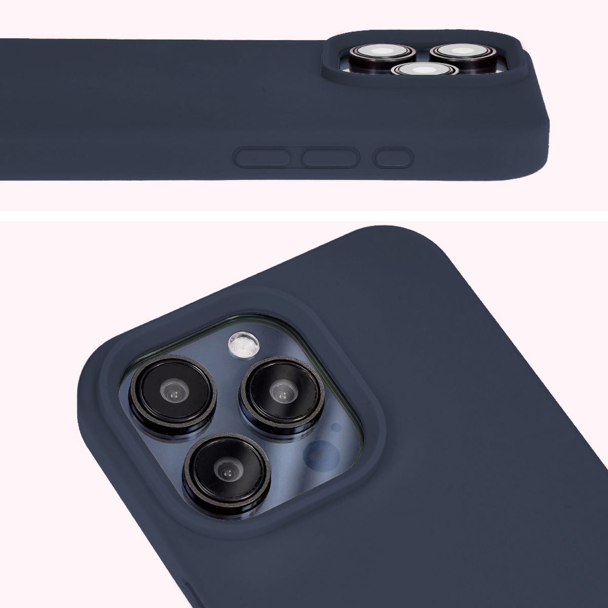 Silikon Handyhülle für iPhone 15 Pro Max, Bizon Soft Case, Dunkelblau