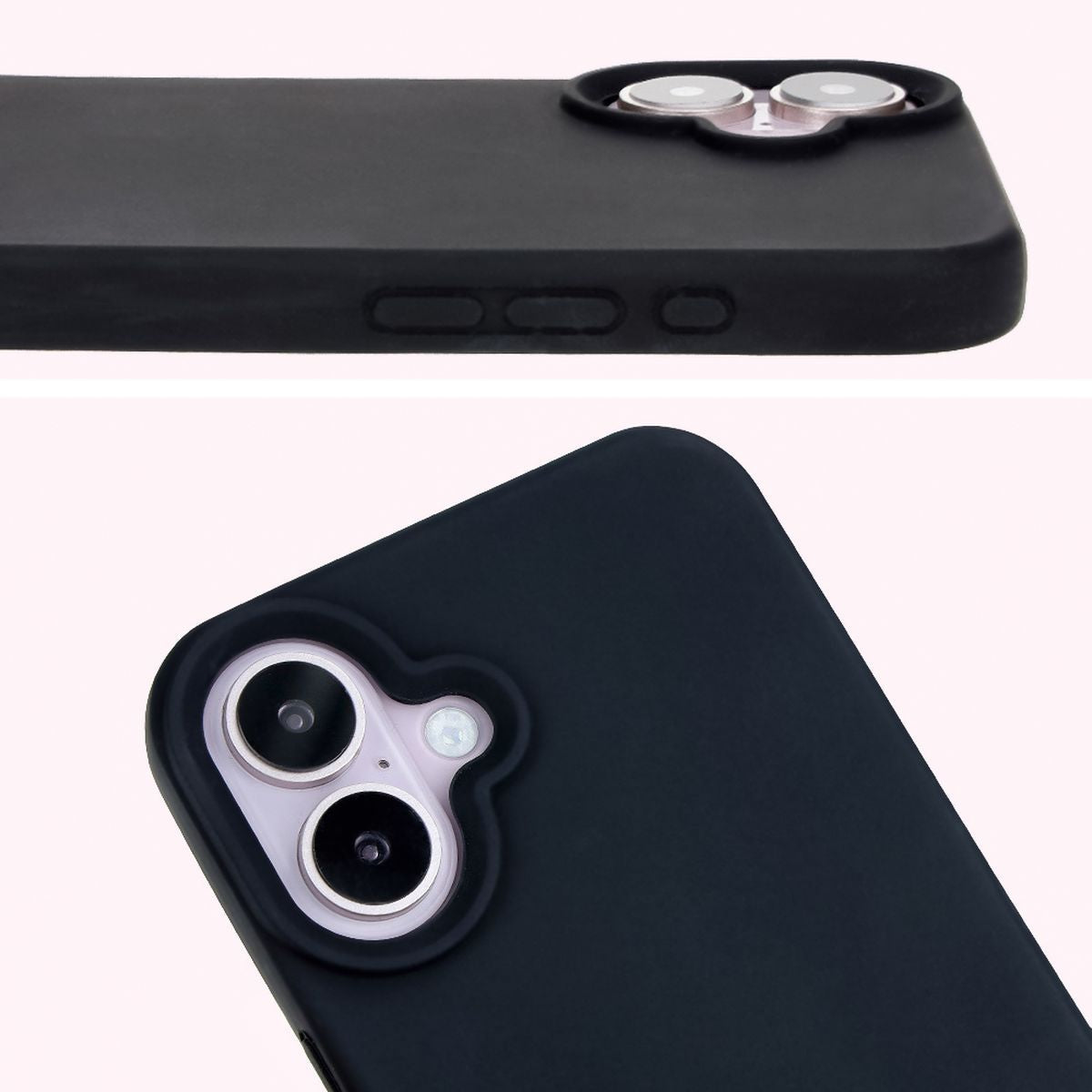 Silikon Handyhülle für iPhone 16, Bizon Soft Case, Schwarz