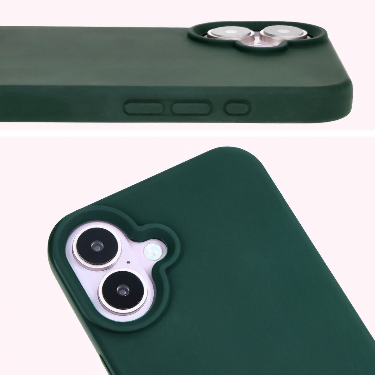 Silikon Handyhülle für iPhone 16, Bizon Soft Case, Dunkelgrün