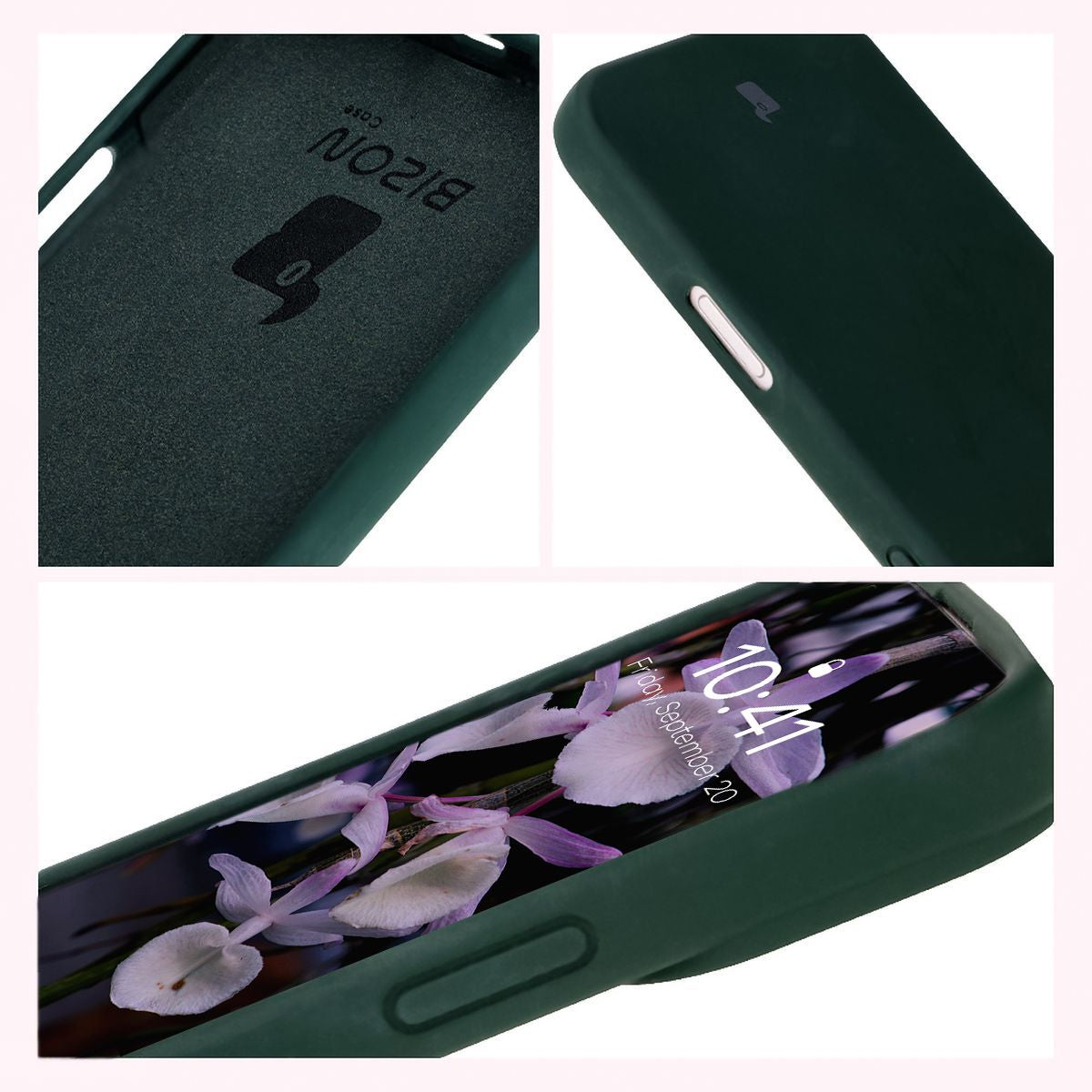 Silikon Handyhülle für iPhone 16, Bizon Soft Case, Dunkelgrün