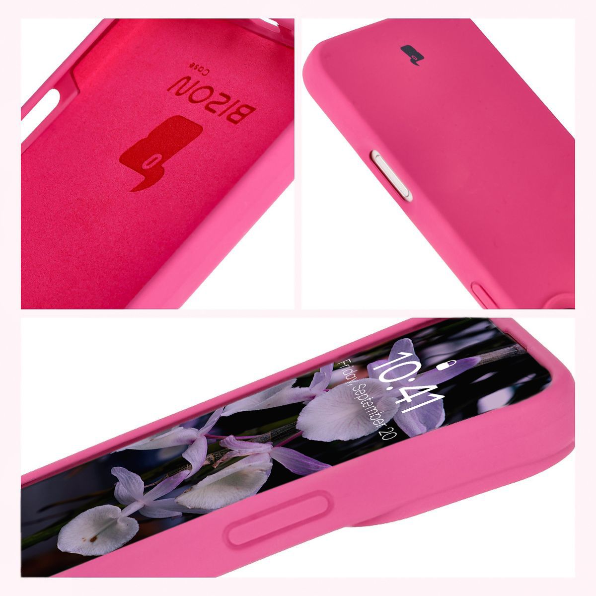 Silikon Handyhülle für iPhone 16, Bizon Soft Case, Dunkelpink