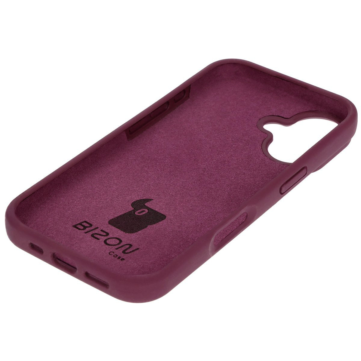 Silikon Handyhülle für iPhone 16, Bizon Soft Case, Pflaumenfarbe