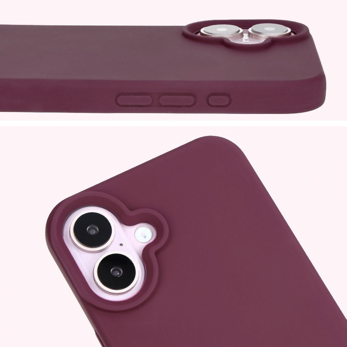 Silikon Handyhülle für iPhone 16, Bizon Soft Case, Pflaumenfarbe