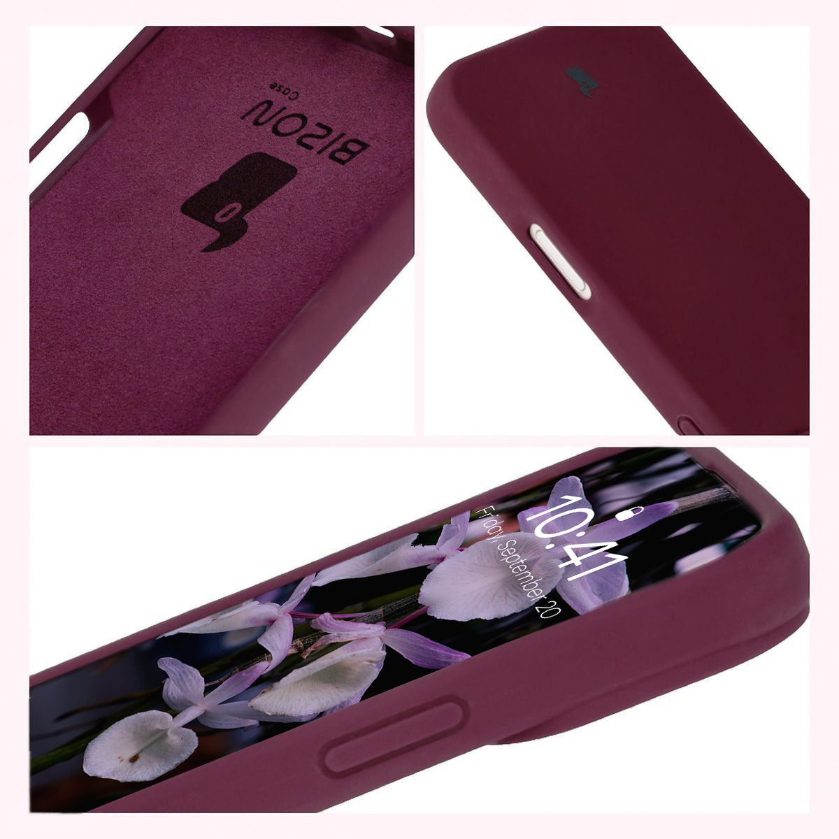 Silikon Handyhülle für iPhone 16, Bizon Soft Case, Pflaumenfarbe