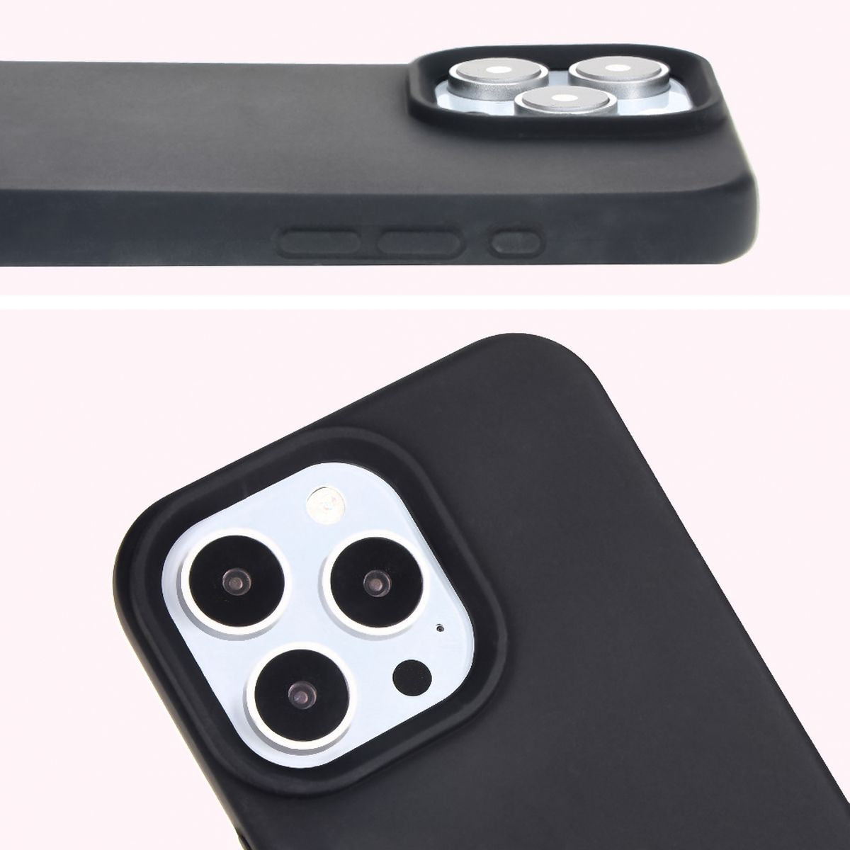 Silikon Handyhülle für iPhone 16 Pro, Bizon Soft Case, Schwarz
