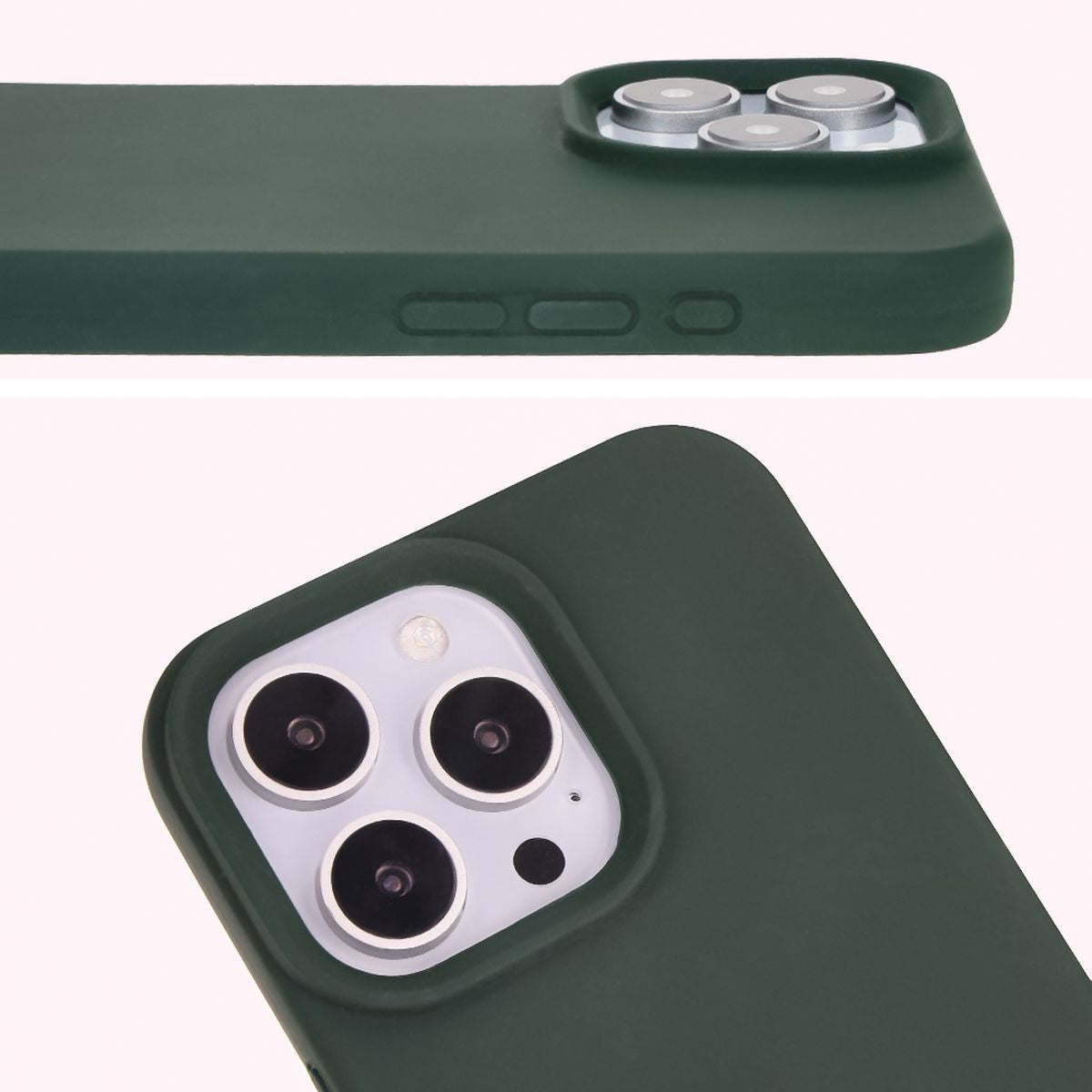 Silikon Handyhülle für iPhone 16 Pro, Bizon Soft Case, Dunkelgrün