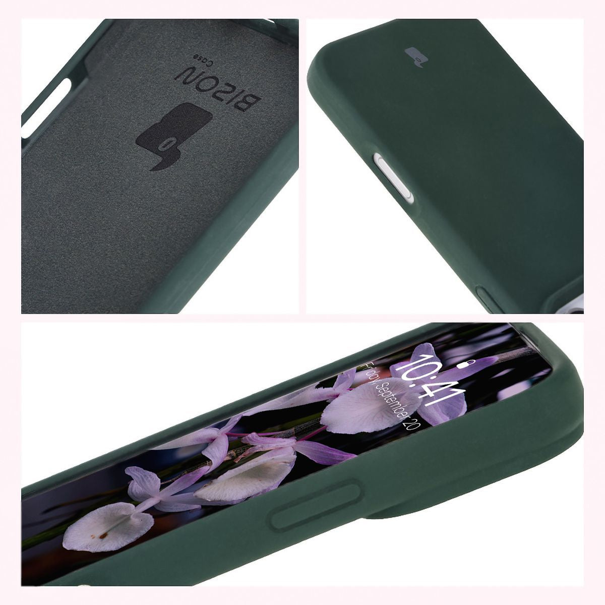 Silikon Handyhülle für iPhone 16 Pro, Bizon Soft Case, Dunkelgrün