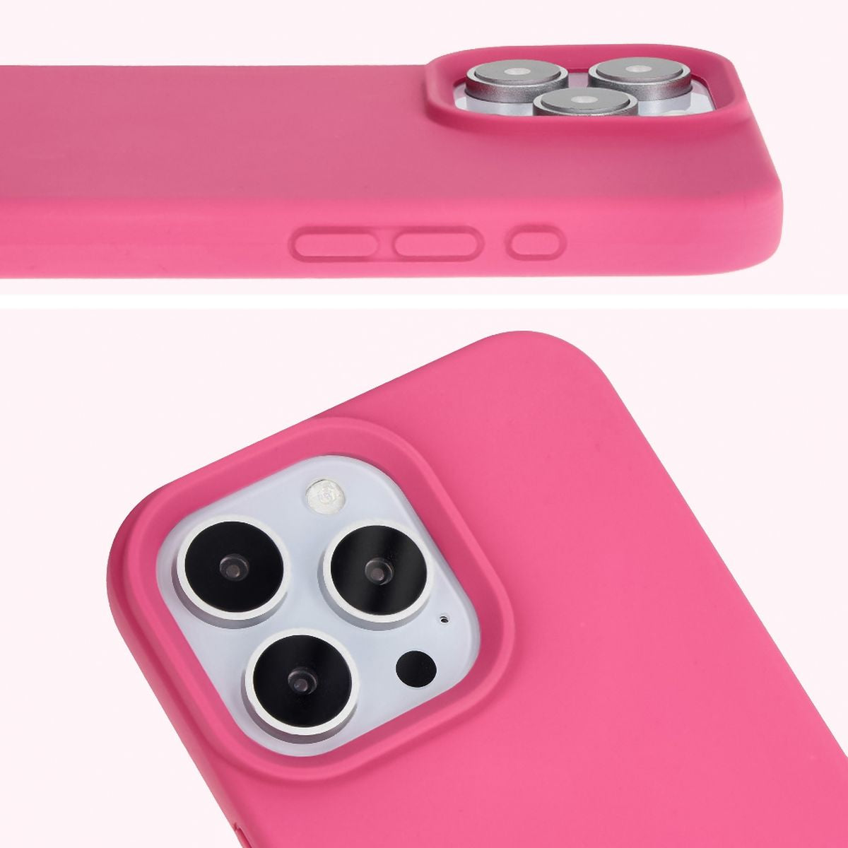 Silikon Handyhülle für iPhone 16 Pro, Bizon Soft Case, Dunkelpink