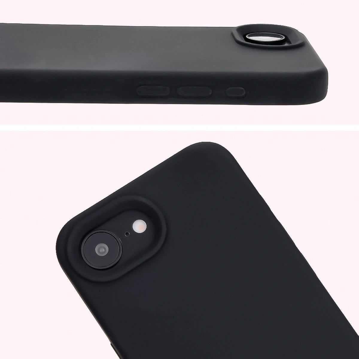 Silikon Handyhülle für iPhone 17e / 16e, Bizon Soft Case, Schwarz