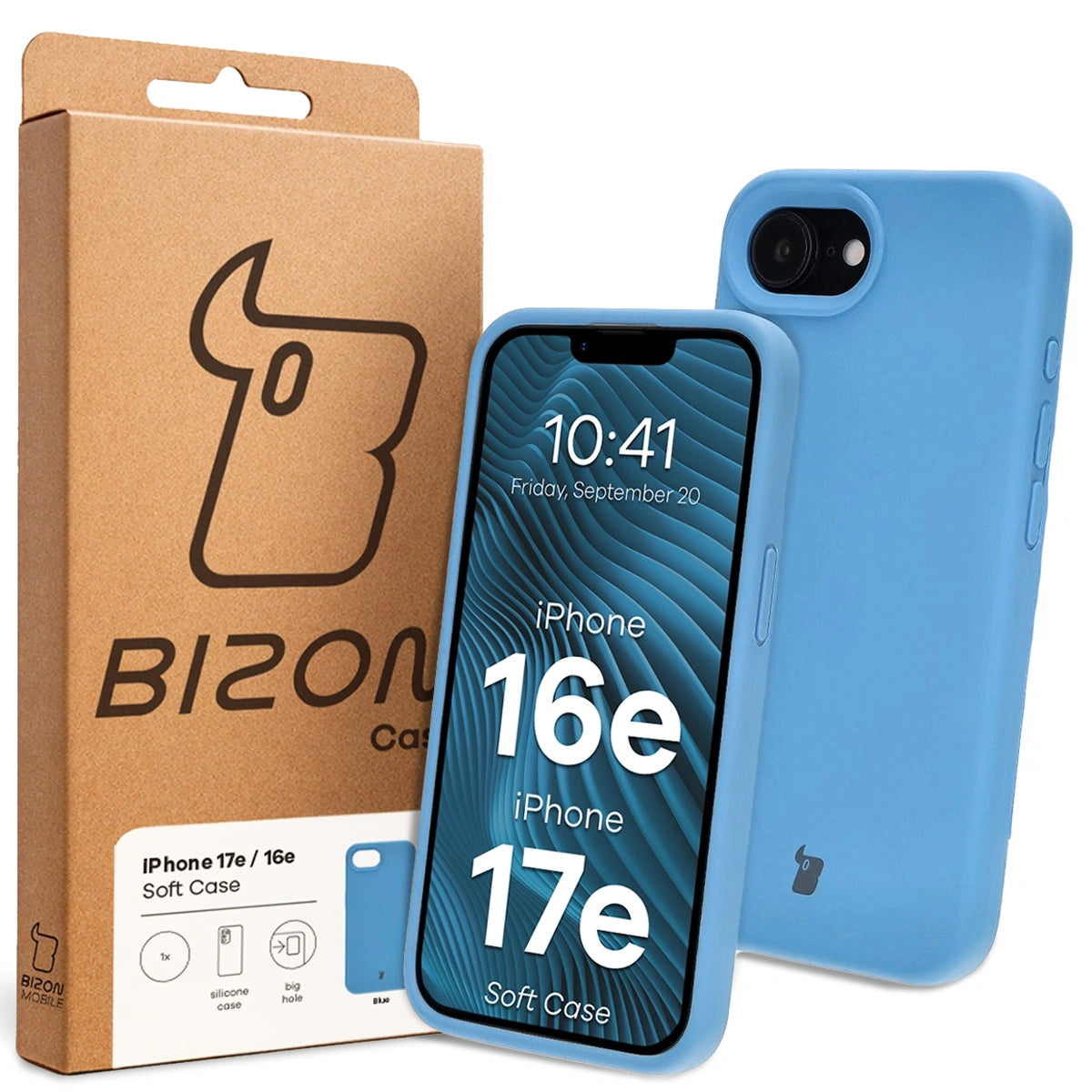 Silikon Handyhülle für iPhone 17e / 16e, Bizon Soft Case, Blau