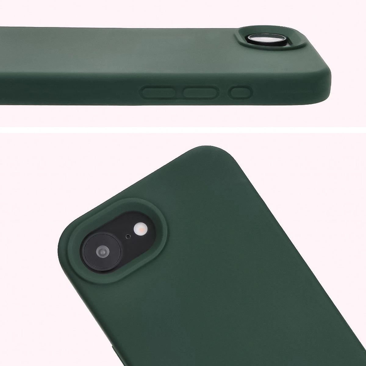 Silikon Handyhülle für iPhone 17e / 16e, Bizon Soft Case, Dunkelgrün