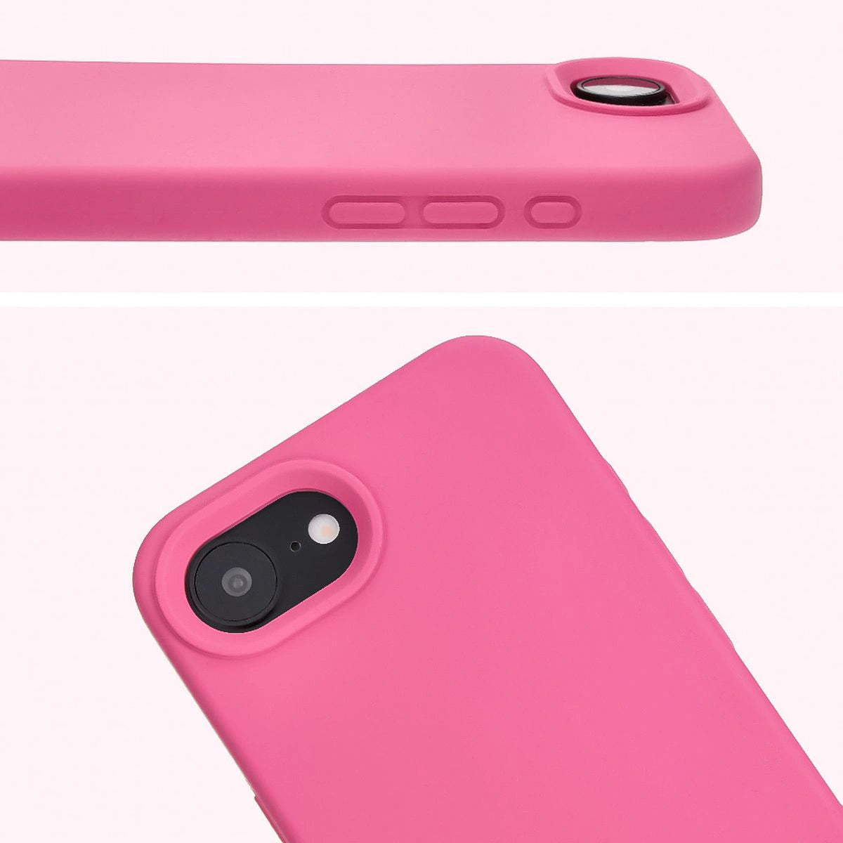 Silikon Handyhülle für iPhone 17e / 16e, Bizon Soft Case, Dunkelpink