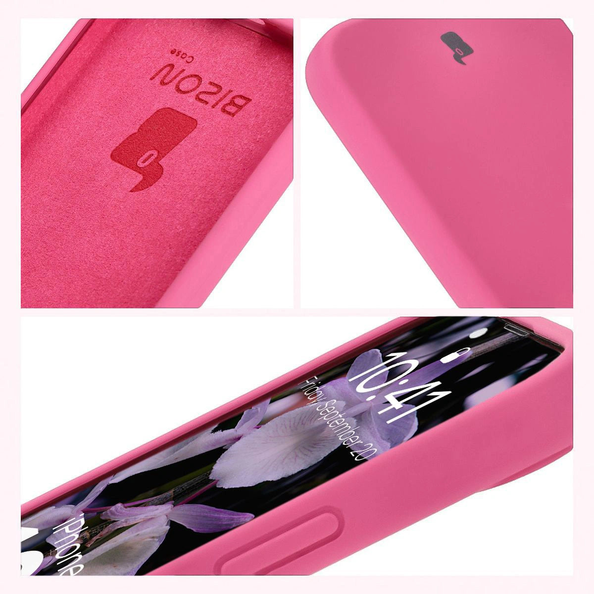 Silikon Handyhülle für iPhone 17e / 16e, Bizon Soft Case, Dunkelpink