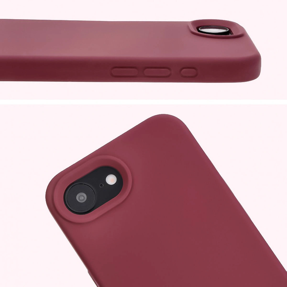Silikon Handyhülle für iPhone 17e / 16e, Bizon Soft Case, Pflaumenfarbe