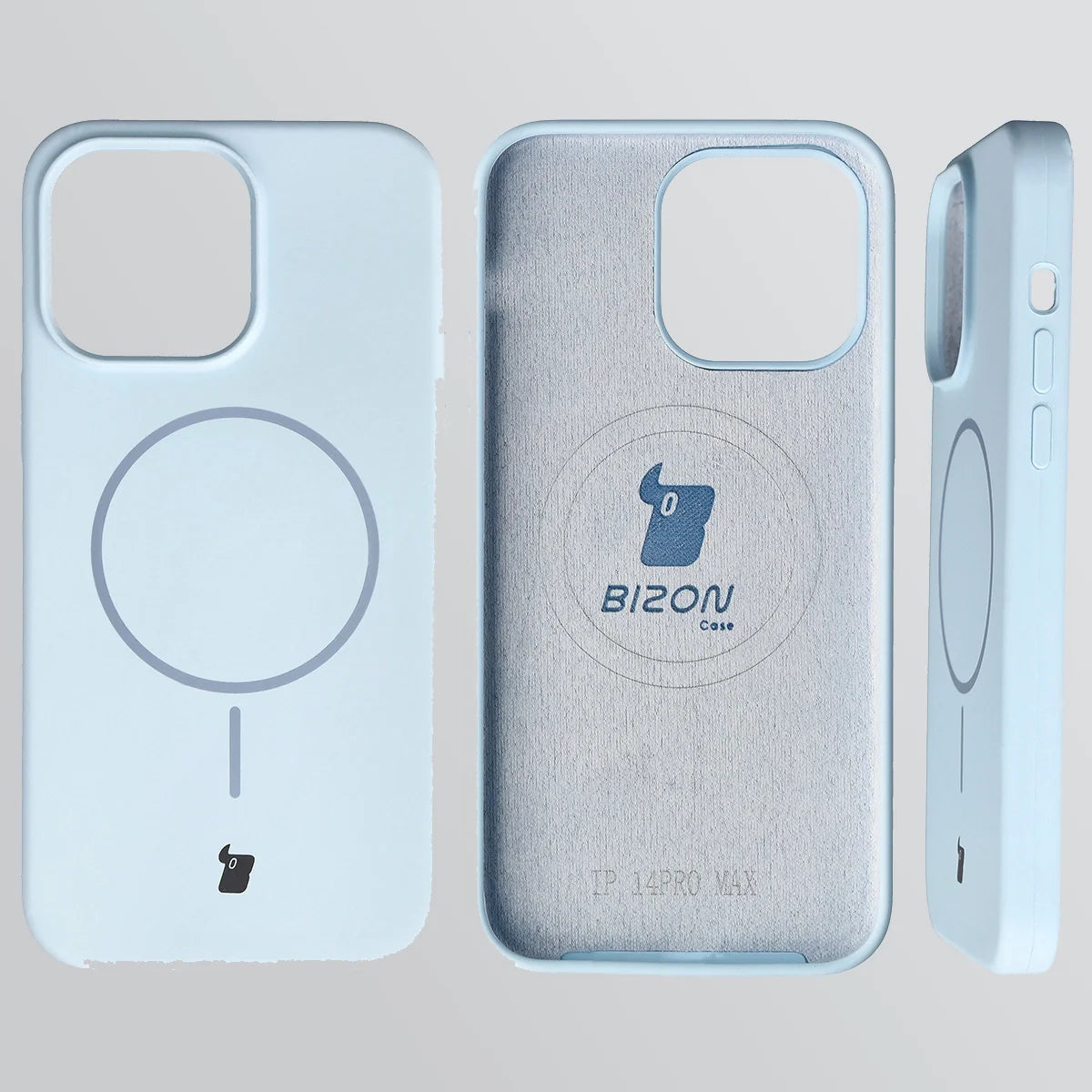 Silikon Handyhülle mit Magnetring für iPhone 14 Pro Max, Bizon Soft Case Magnetic, Hellblau