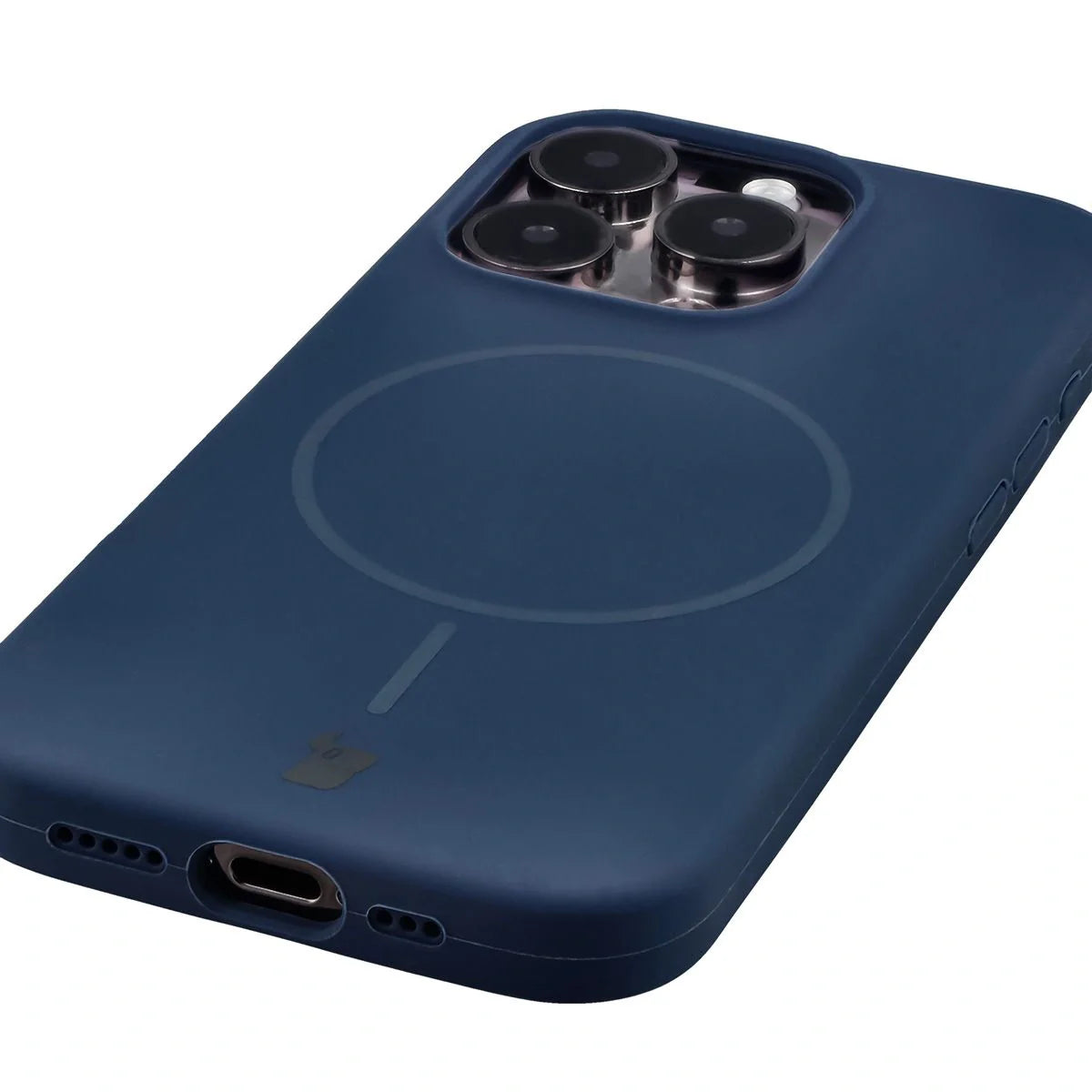 Silikon Handyhülle mit Magnetring für iPhone 15 Pro, Bizon Soft Case Magnetic, Dunkelblau