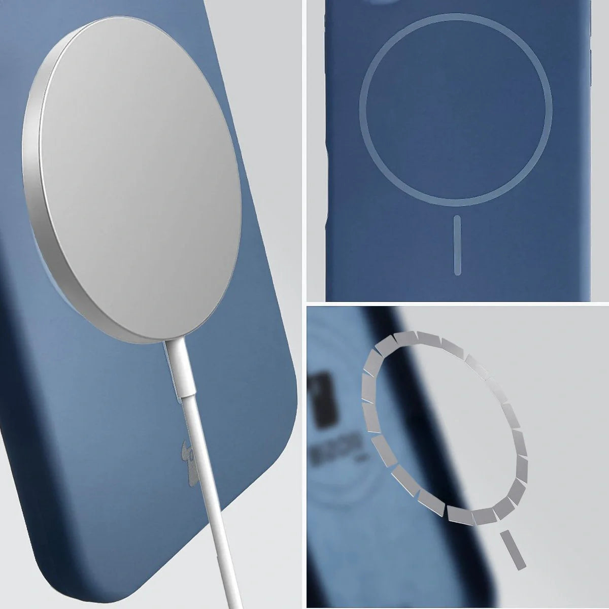 Silikon Handyhülle mit Magnetring für iPhone 15 Pro, Bizon Soft Case Magnetic, Dunkelblau