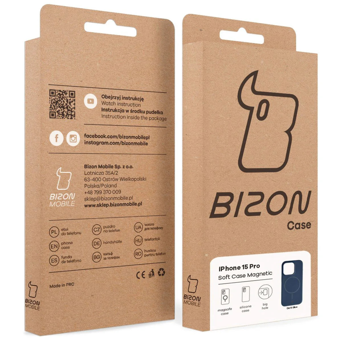 Silikon Handyhülle mit Magnetring für iPhone 15 Pro, Bizon Soft Case Magnetic, Dunkelblau