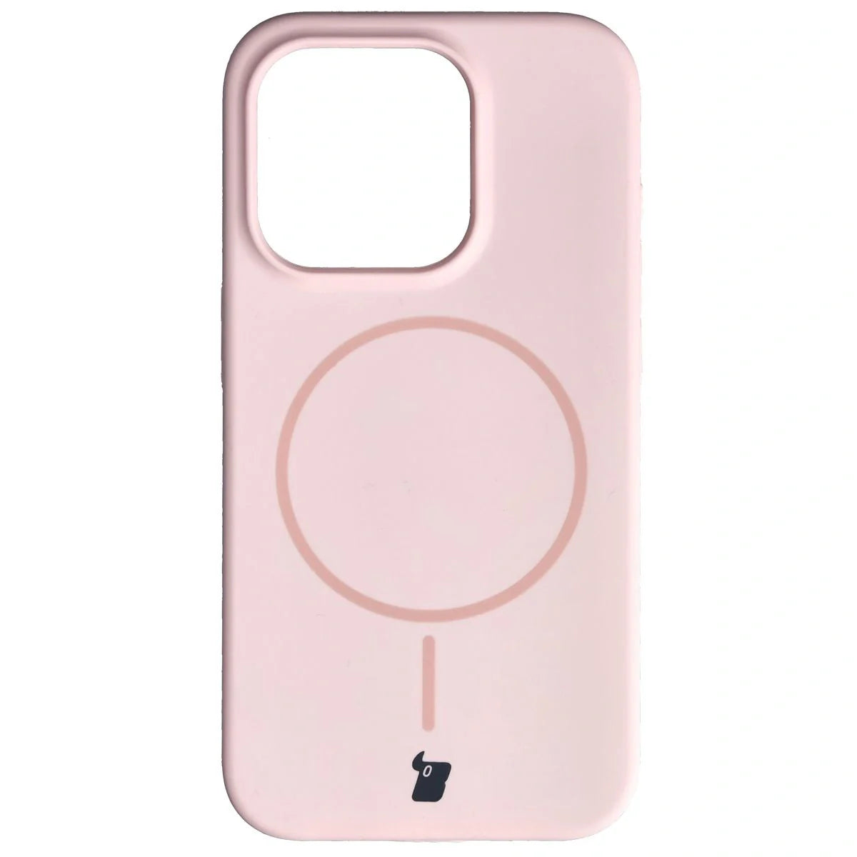 Silikon Handyhülle mit Magnetring für iPhone 15 Pro, Bizon Soft Case Magnetic, Hellrosa