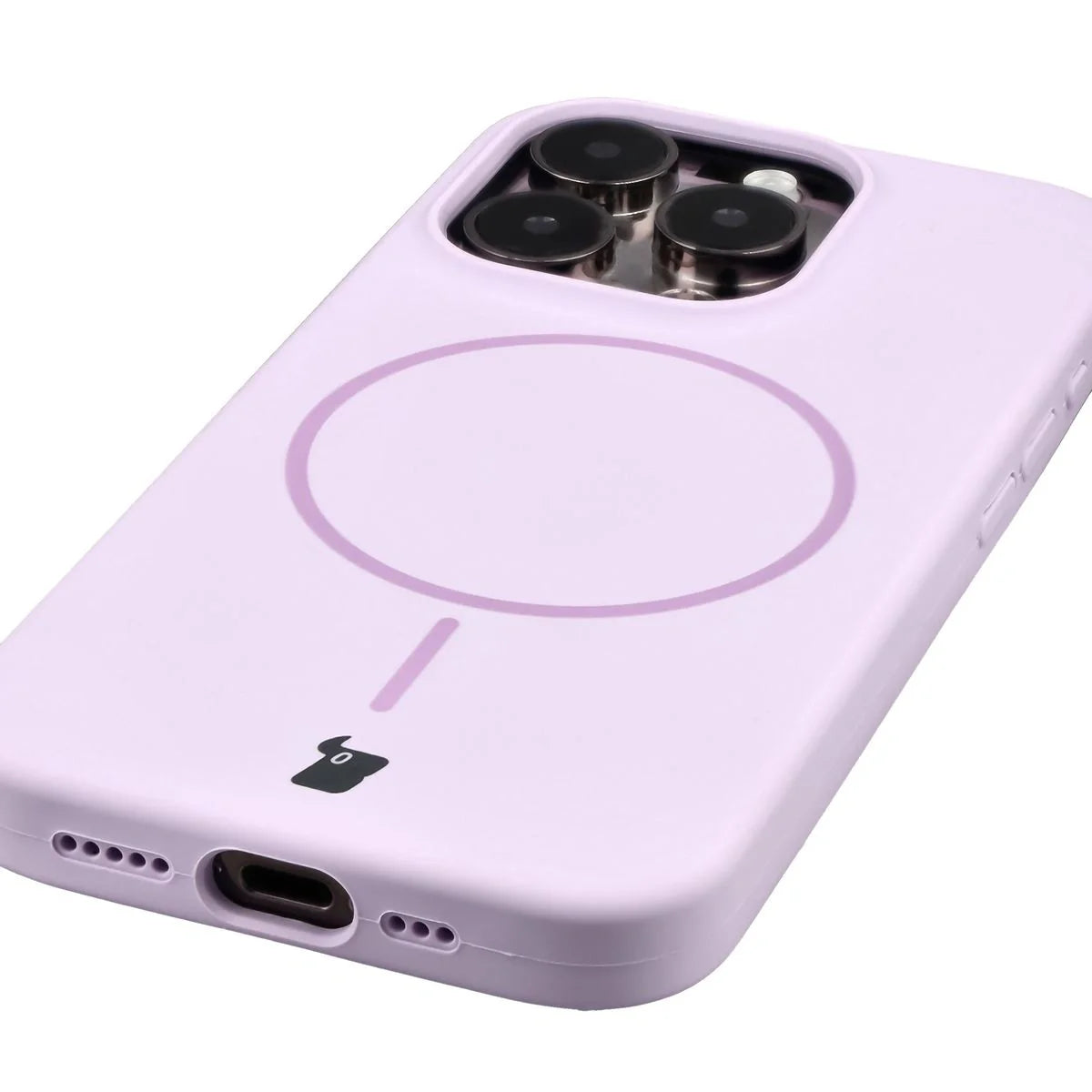 Silikon Handyhülle mit Magnetring für iPhone 15 Pro, Bizon Soft Case Magnetic, Hellviolett