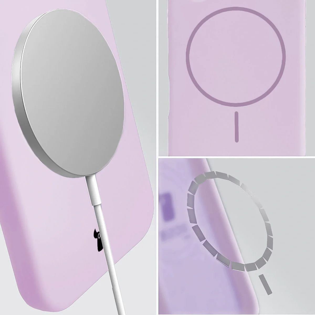 Silikon Handyhülle mit Magnetring für iPhone 15 Pro, Bizon Soft Case Magnetic, Hellviolett
