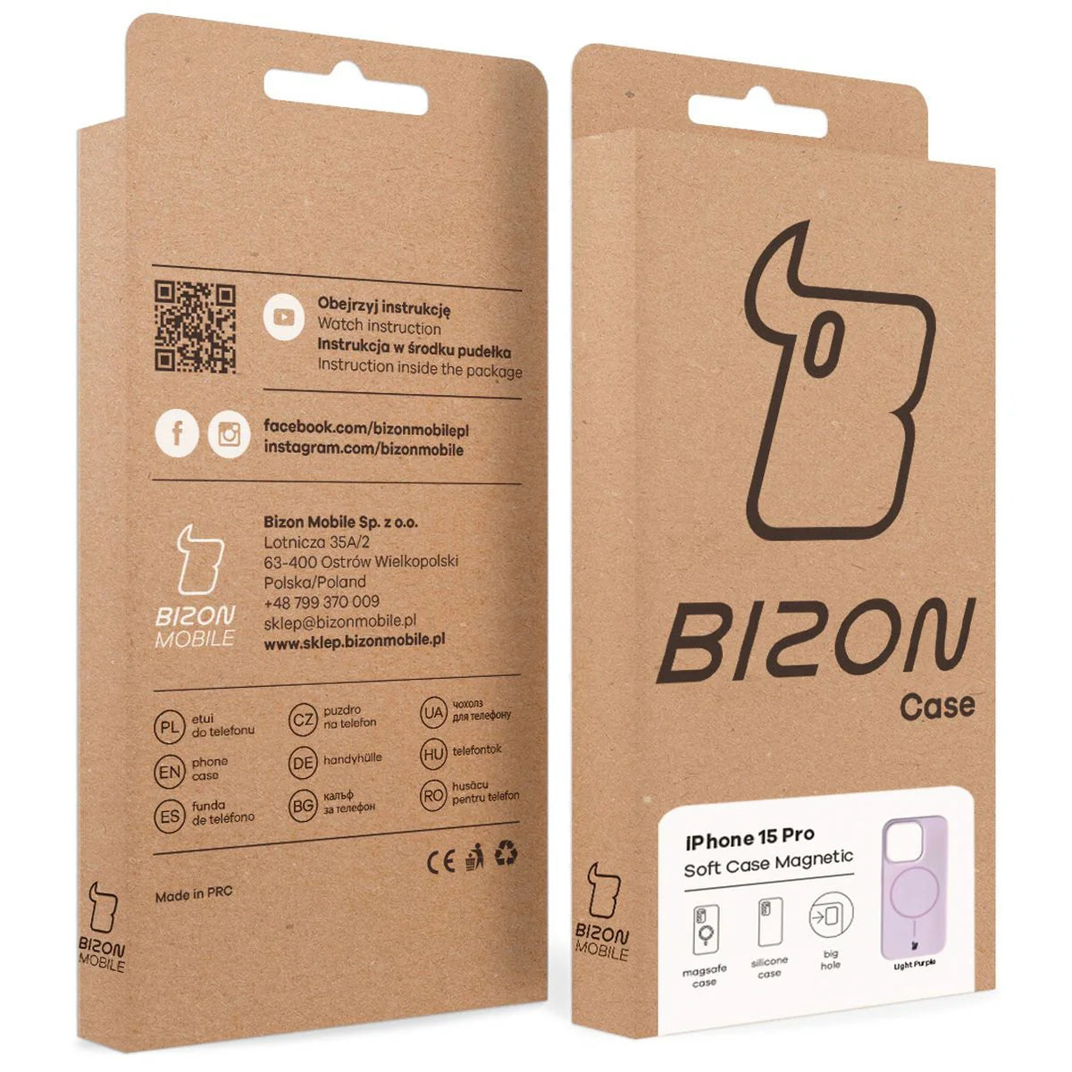 Silikon Handyhülle mit Magnetring für iPhone 15 Pro, Bizon Soft Case Magnetic, Hellviolett