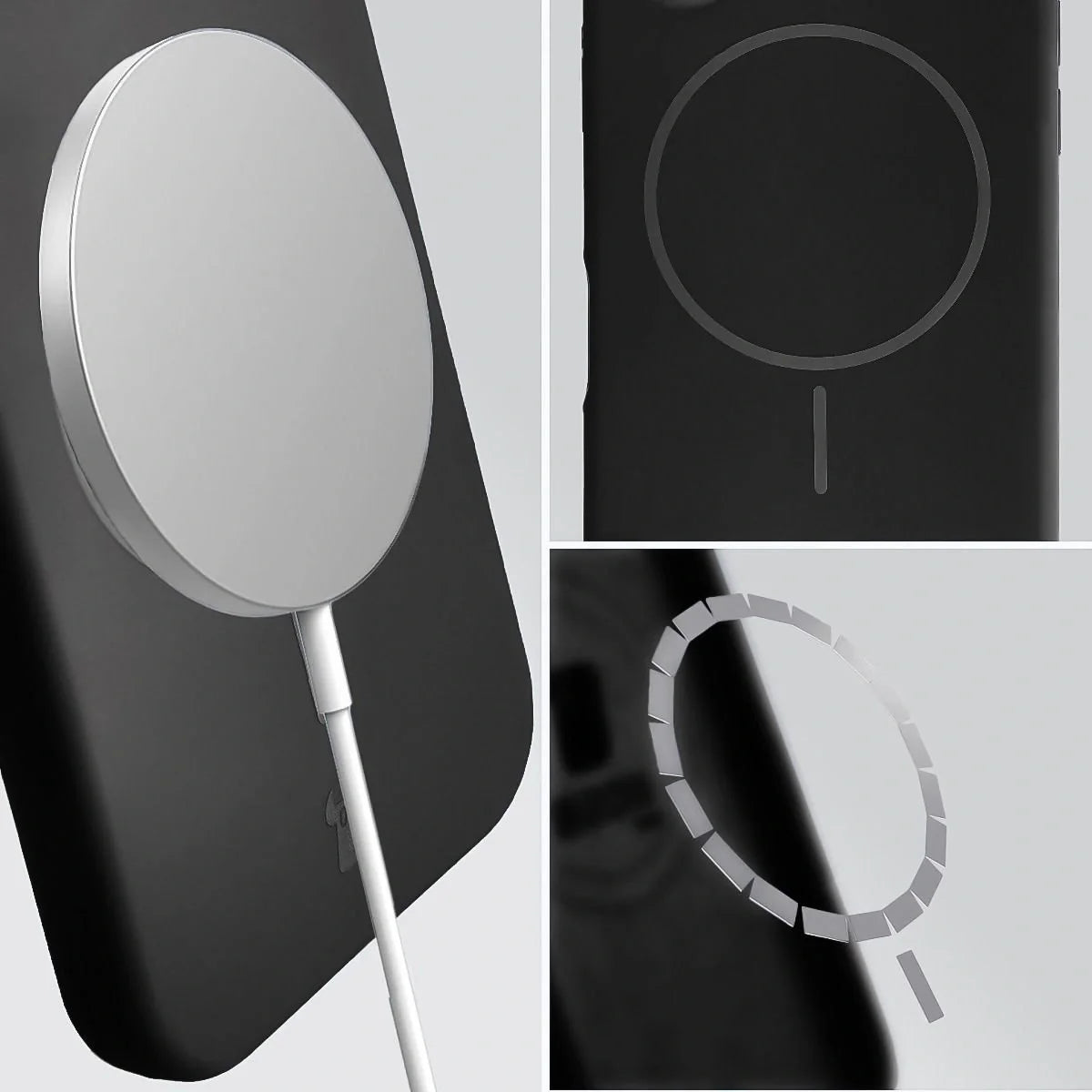 Silikon Handyhülle mit Magnetring für iPhone 17, Bizon Soft Case Magnetic, Schwarz