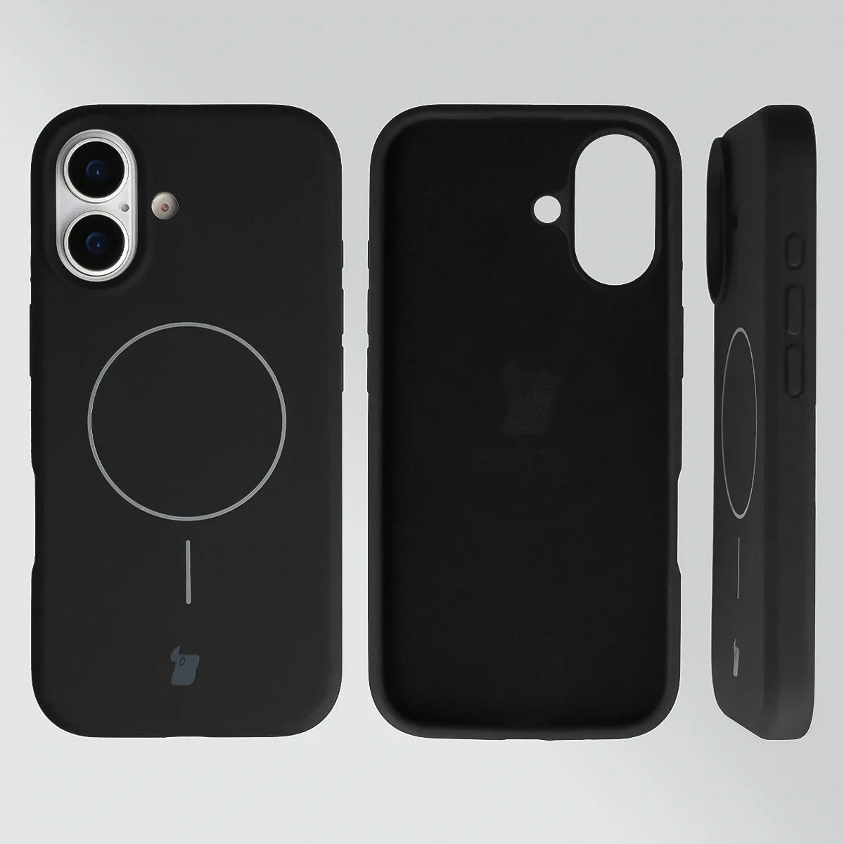 Silikon Handyhülle mit Magnetring für iPhone 17, Bizon Soft Case Magnetic, Schwarz