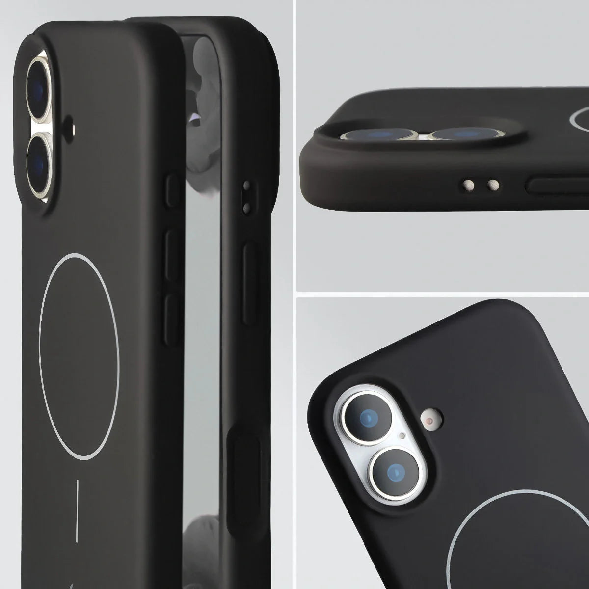 Silikon Handyhülle mit Magnetring für iPhone 17, Bizon Soft Case Magnetic, Schwarz