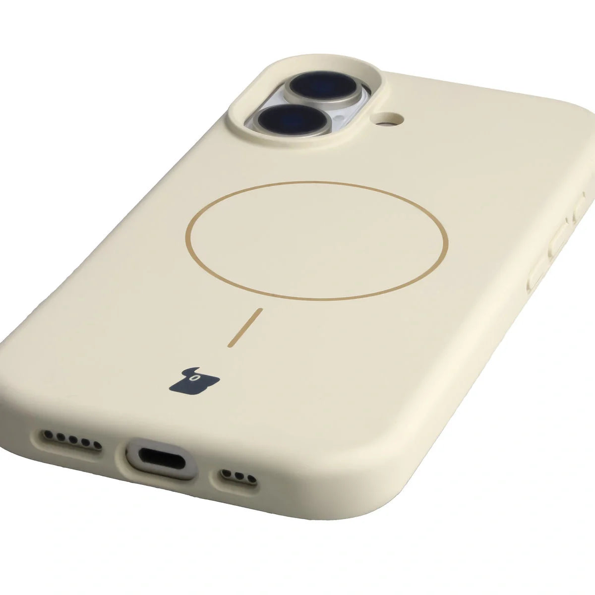 Silikon Handyhülle mit Magnetring für iPhone 17, Bizon Soft Case Magnetic, Écru