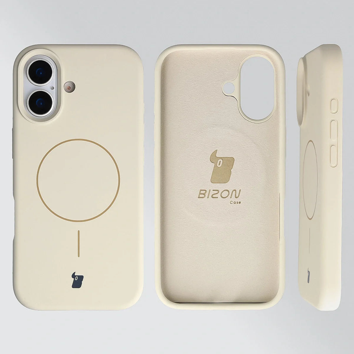Silikon Handyhülle mit Magnetring für iPhone 17, Bizon Soft Case Magnetic, Écru