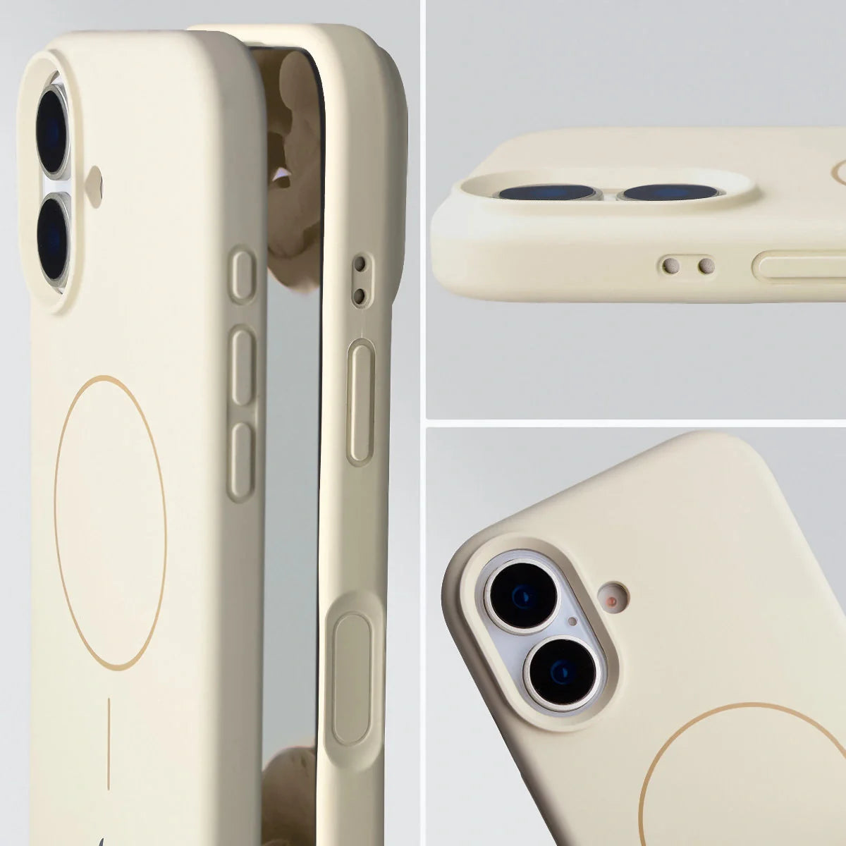 Silikon Handyhülle mit Magnetring für iPhone 17, Bizon Soft Case Magnetic, Écru