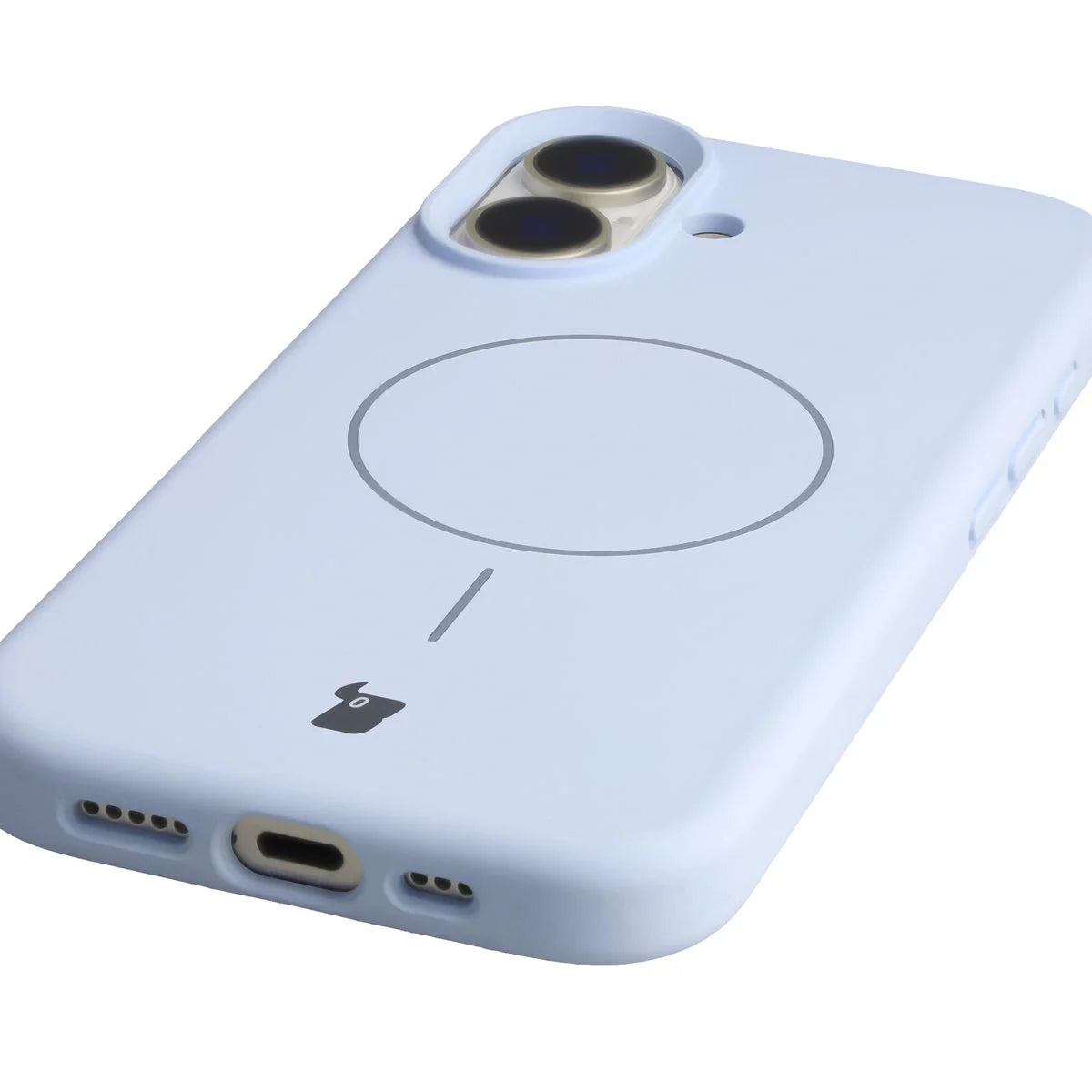Silikon Handyhülle mit Magnetring für iPhone 17, Bizon Soft Case Magnetic, Hellblau
