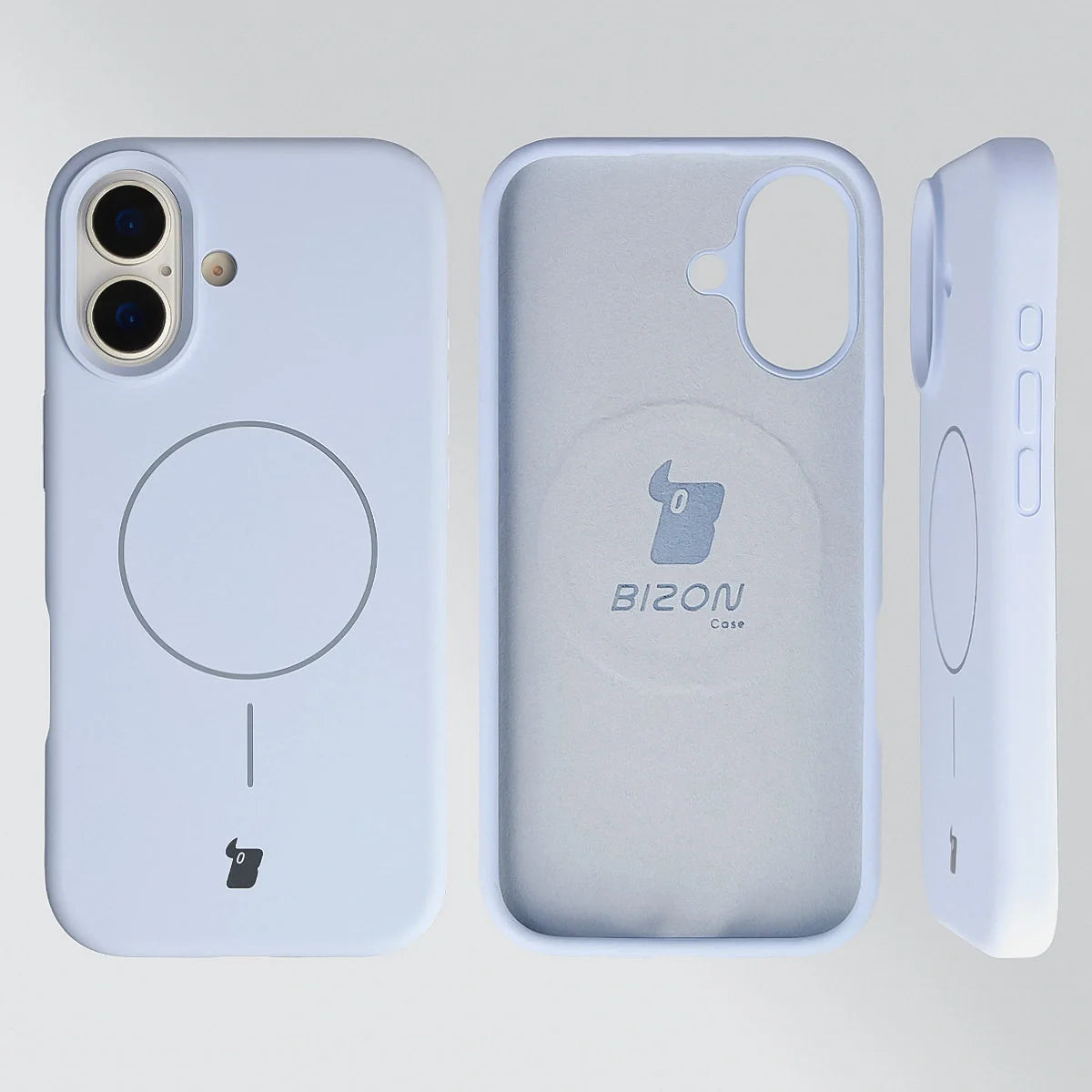 Silikon Handyhülle mit Magnetring für iPhone 17, Bizon Soft Case Magnetic, Hellblau