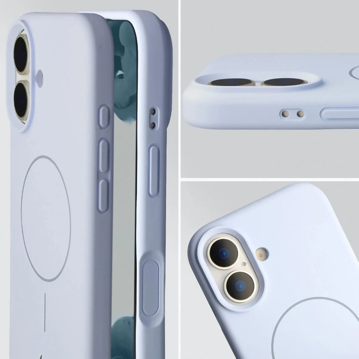 Silikon Handyhülle mit Magnetring für iPhone 17, Bizon Soft Case Magnetic, Hellblau