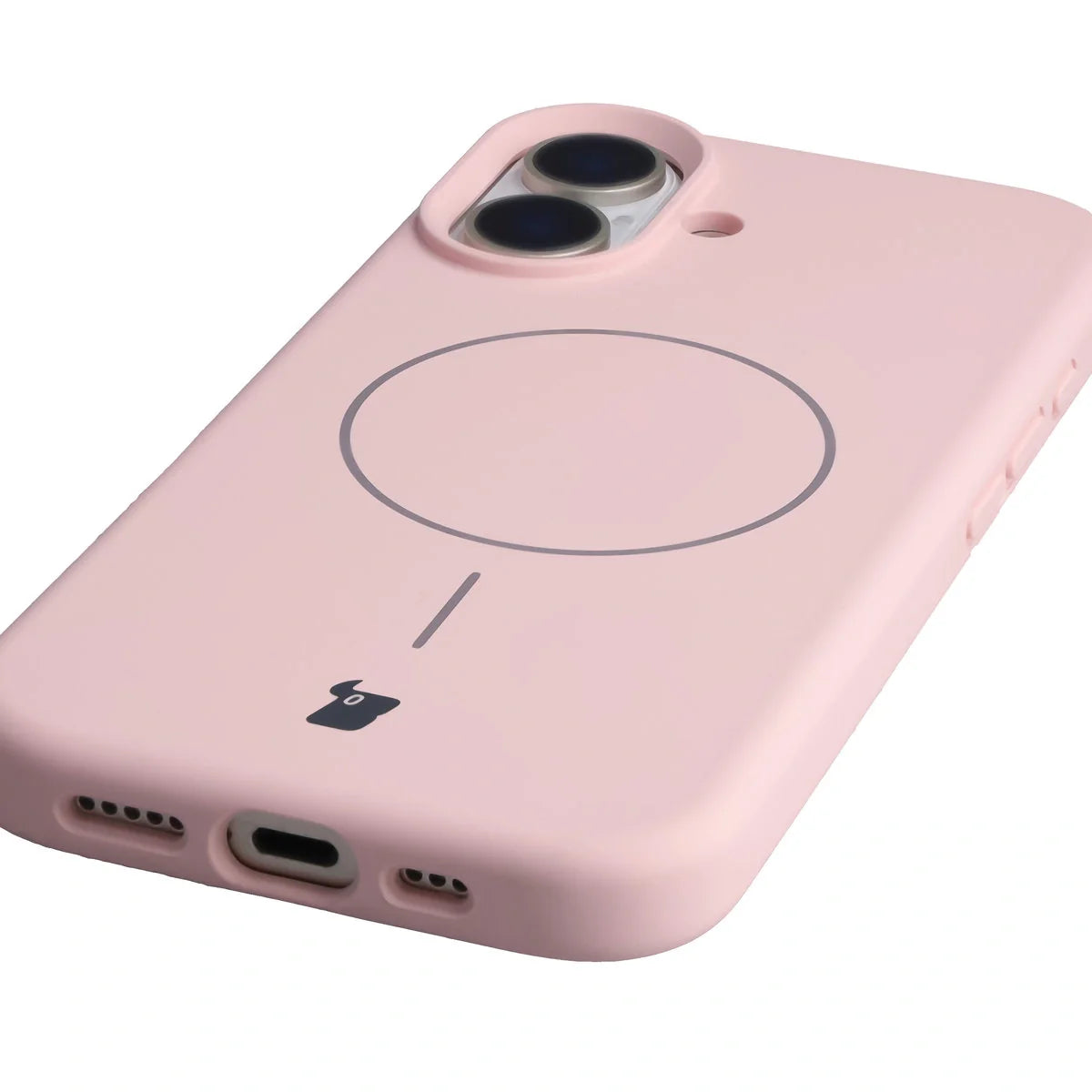 Silikon Handyhülle mit Magnetring für iPhone 17, Bizon Soft Case Magnetic, Hellrosa