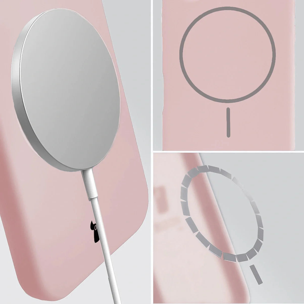 Silikon Handyhülle mit Magnetring für iPhone 17, Bizon Soft Case Magnetic, Hellrosa